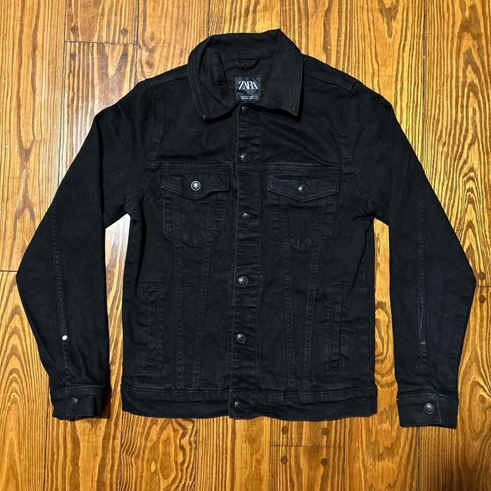 Zara Black Denim Jean Jacket